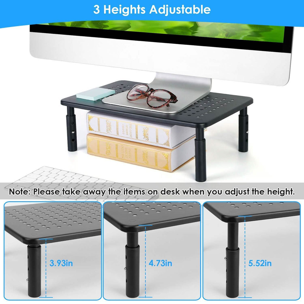 3-Height Adjustable Monitor Stand Riser