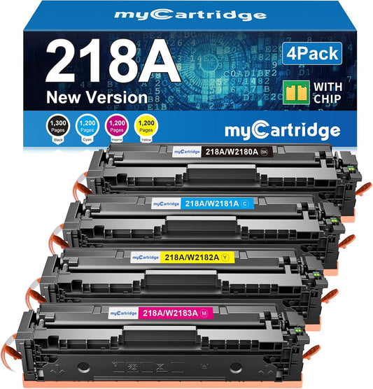myCartridge HP Color LaserJet Pro 3201dw 218A Toner With Chip 4-Pack (Black, Cyan, Yellow, Magenta) | Standard Yield · Lower Upfront Cost