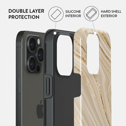 BURGA iPhone 15 Pro Max Case Nude Glitter Marble - Cute, Trendy, New