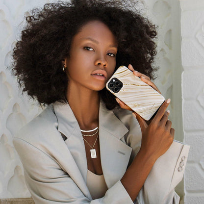 BURGA iPhone 15 Pro Max Case Nude Glitter Marble - Cute, Trendy, New