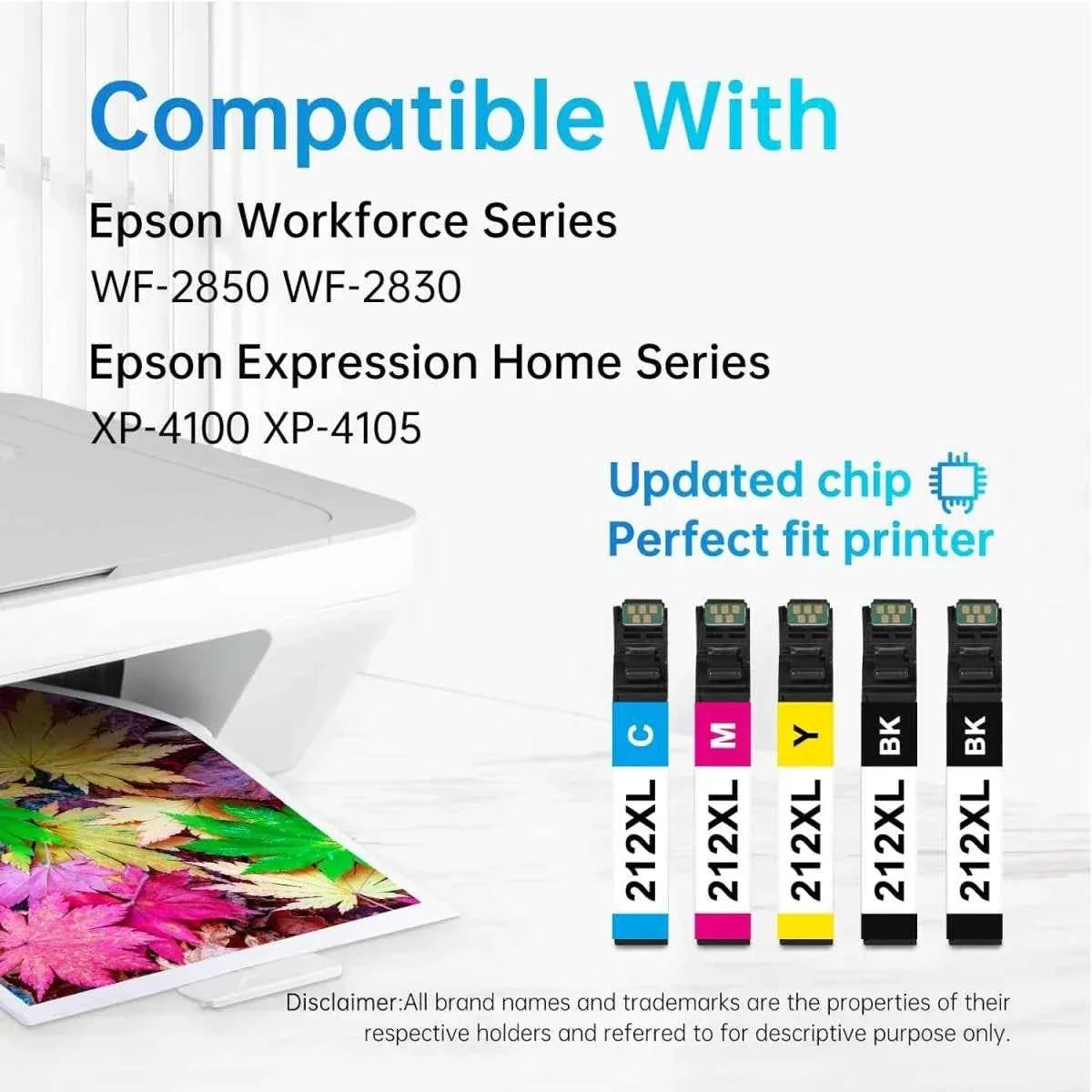 myCartridge Compatible Remanufactured Epson 212XL Ink Cartridges 5-Pack (2 Black, 1 Cyan, 1 Yellow, 1 Magenta) | WF-2850 WF-2830 XP-4100 XP-4105 | 600 Pages High Yield