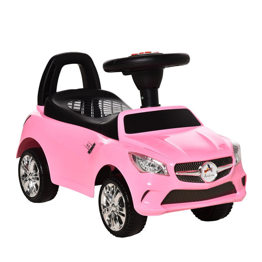 Red Baby Ride-On Sliding Car with Horn, Music, Lights, and Storage – No Power Needed