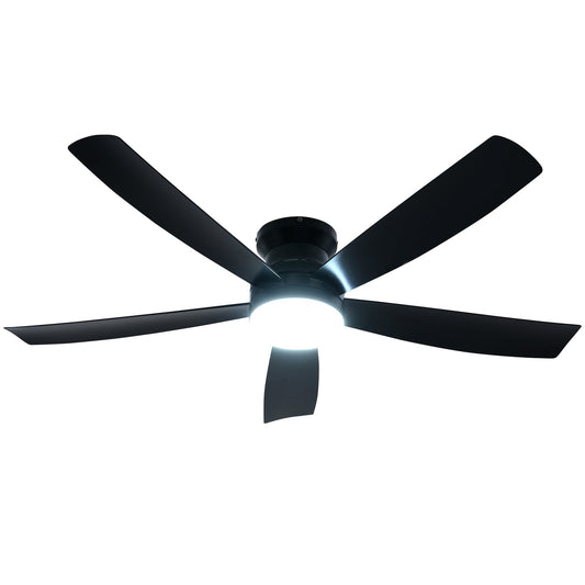 52 Inch Ceiling Fan with Lights and Remote Control with 6 Speeds-Black